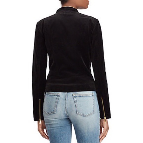 Lauren Ralph Lauren Stretch-Velvet Moto Jacket Cotton, Size 16 NEW Retail $295 - Picture 5 of 11